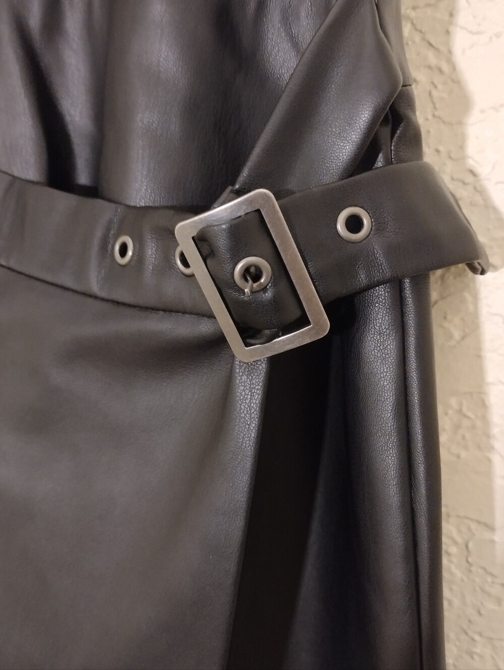 Adrianna Papell Ponte Faux Leather Dress, Black - Picture 11 of 12